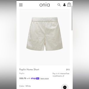 NET Onia White Poplin Home Short 100% Cotton